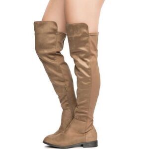 Boutique Women’s 6.5 Over The Knee Boots Taupe Faux Sude